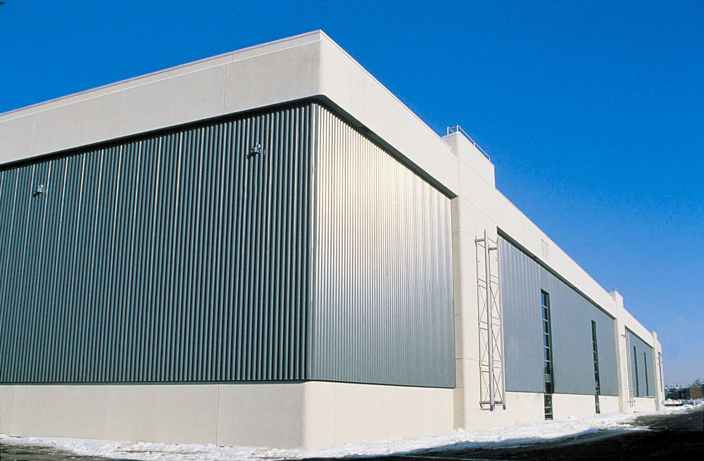 SolarWall unglazed solar collector on Canadair Bombardier building